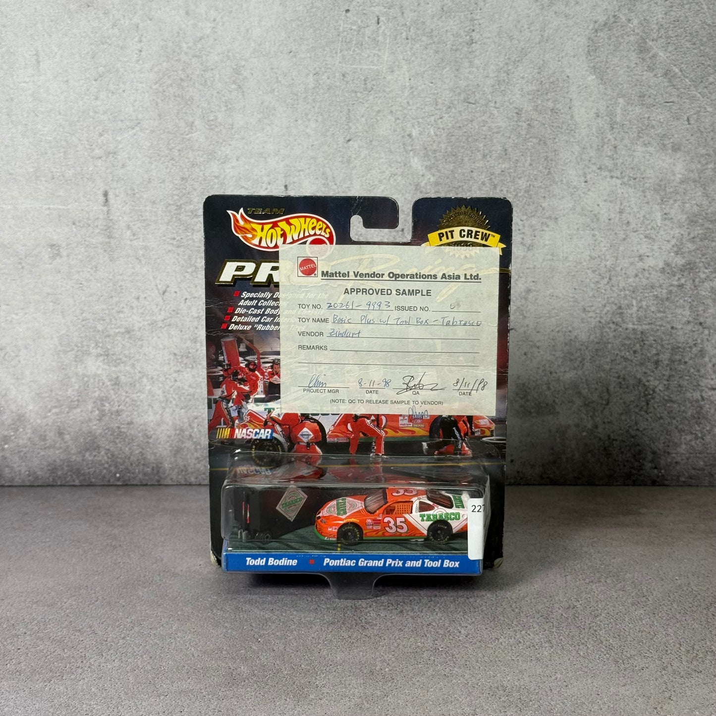 Prototipo Hot Wheels NASCAR 1998 pieza coleccionable