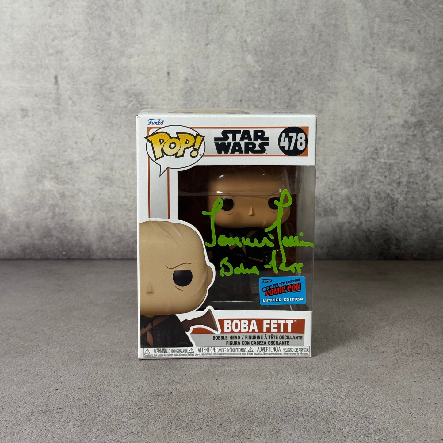 Funko Boba Fett NYCC 2021 firmado por Temuera Morrison (JSA)