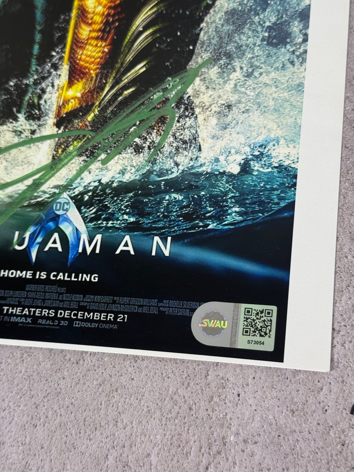 Print Aquaman firmado por Jason Momoa certificado SWAU
