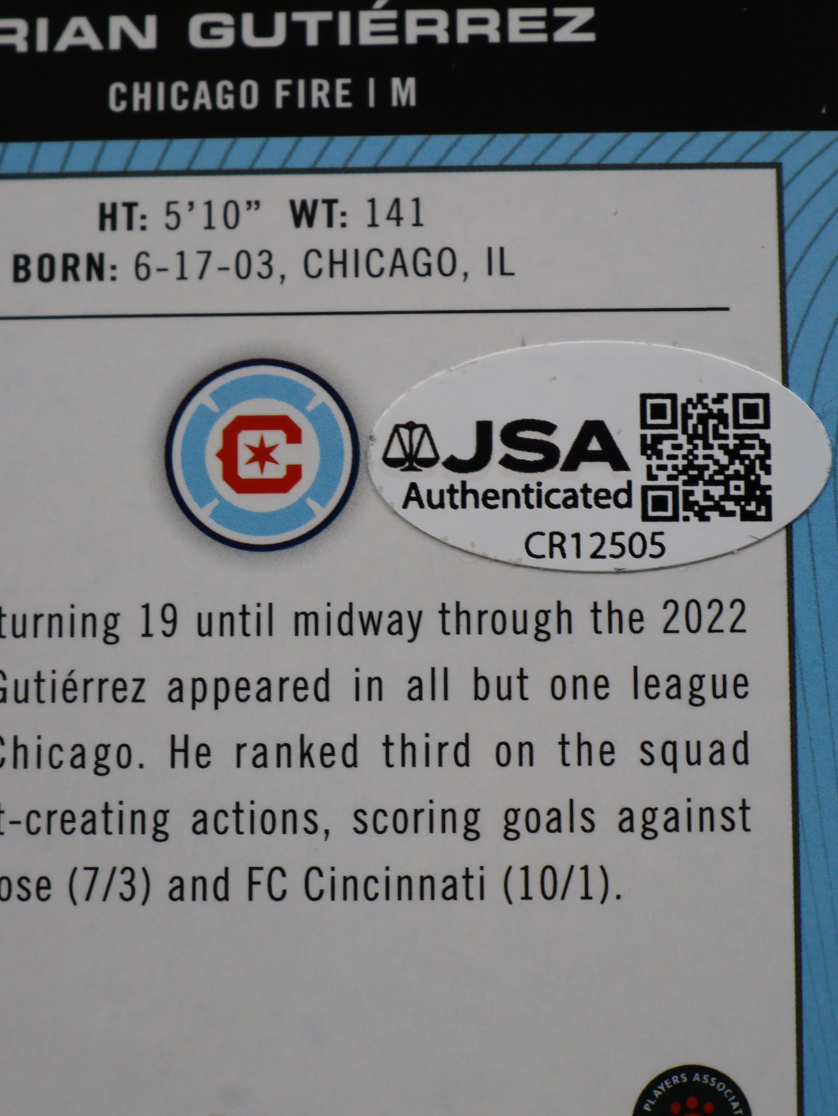 Topps Pitch Prodigies Brian Gutiérrez (Chicago Fire) (Rookie) 2023 firmada