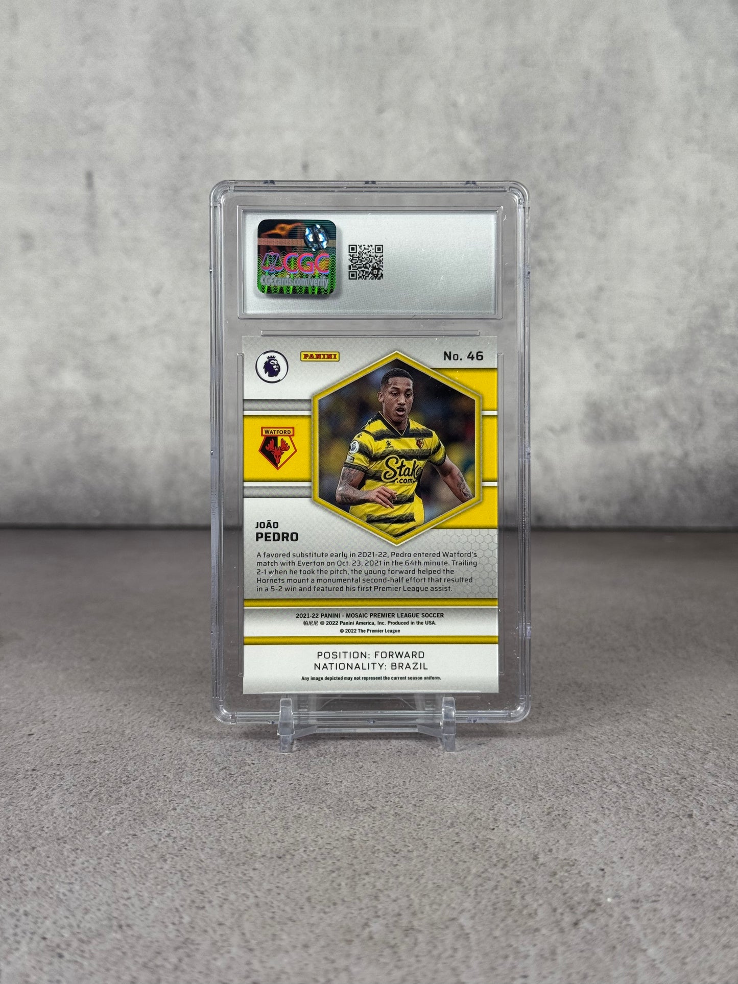 Tarjeta Panini Mosaic Premier League João Pedro Rookie CGC 9.5