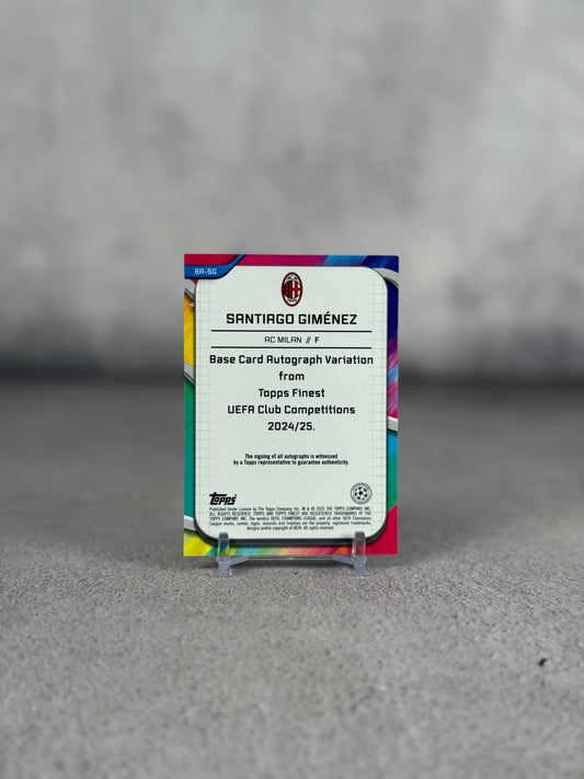Tarjeta Santiago Giménez Firmada 142/150 Topps Finest Champions League 2025