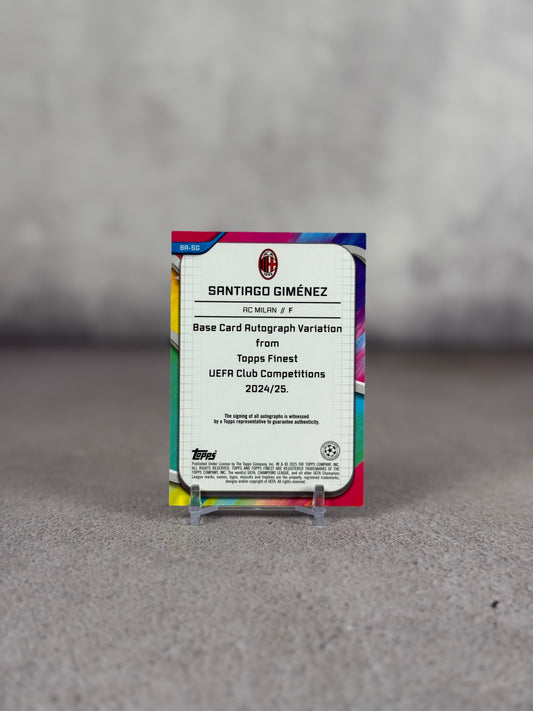 Tarjeta Santiago Giménez Firmada 130/299 Topps Finest Champions League 2025