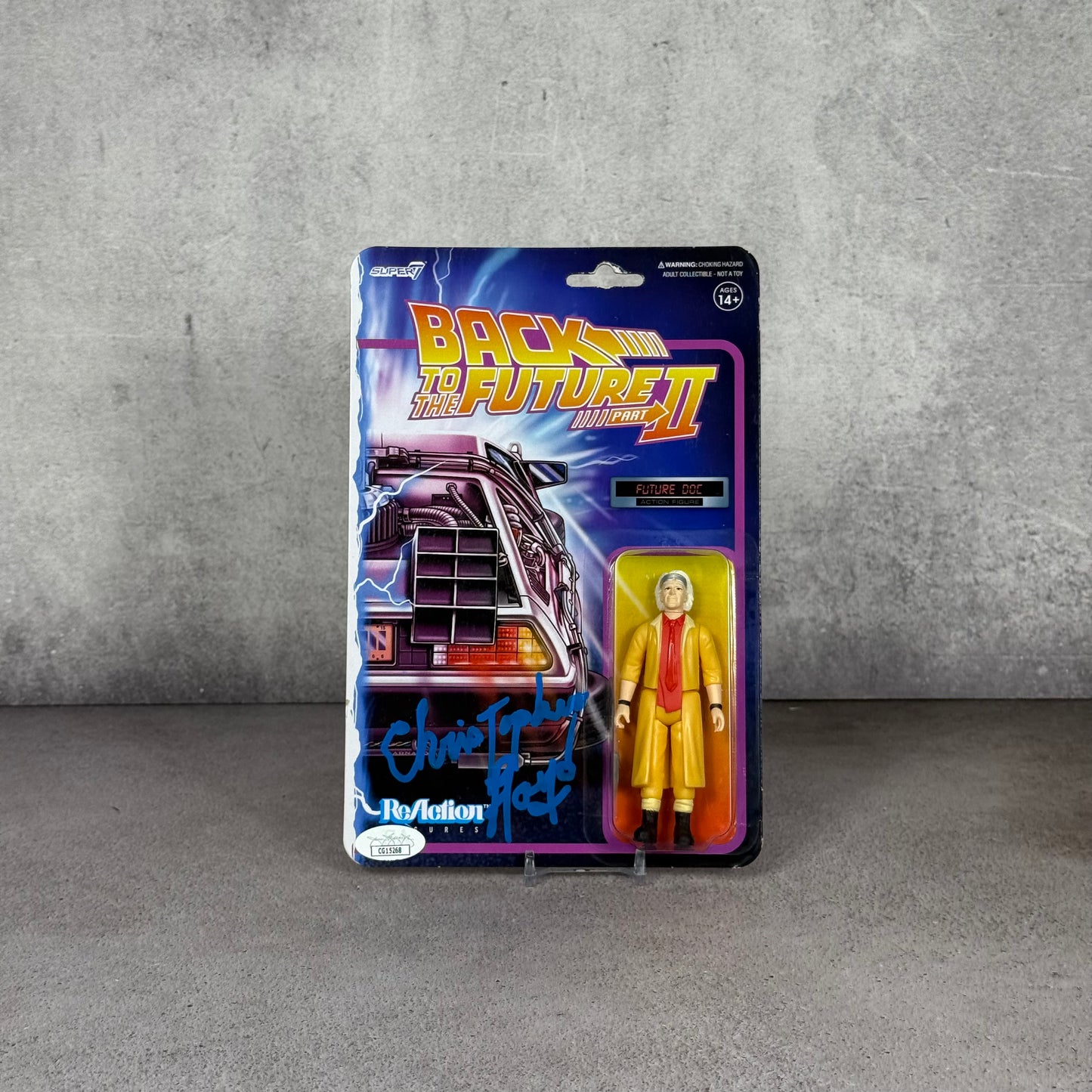 Figura Dr Emmett Brown firmada por Chistopher Lloyd