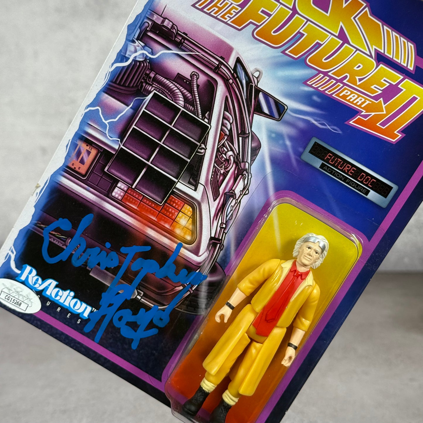Figura Dr Emmett Brown firmada por Chistopher Lloyd