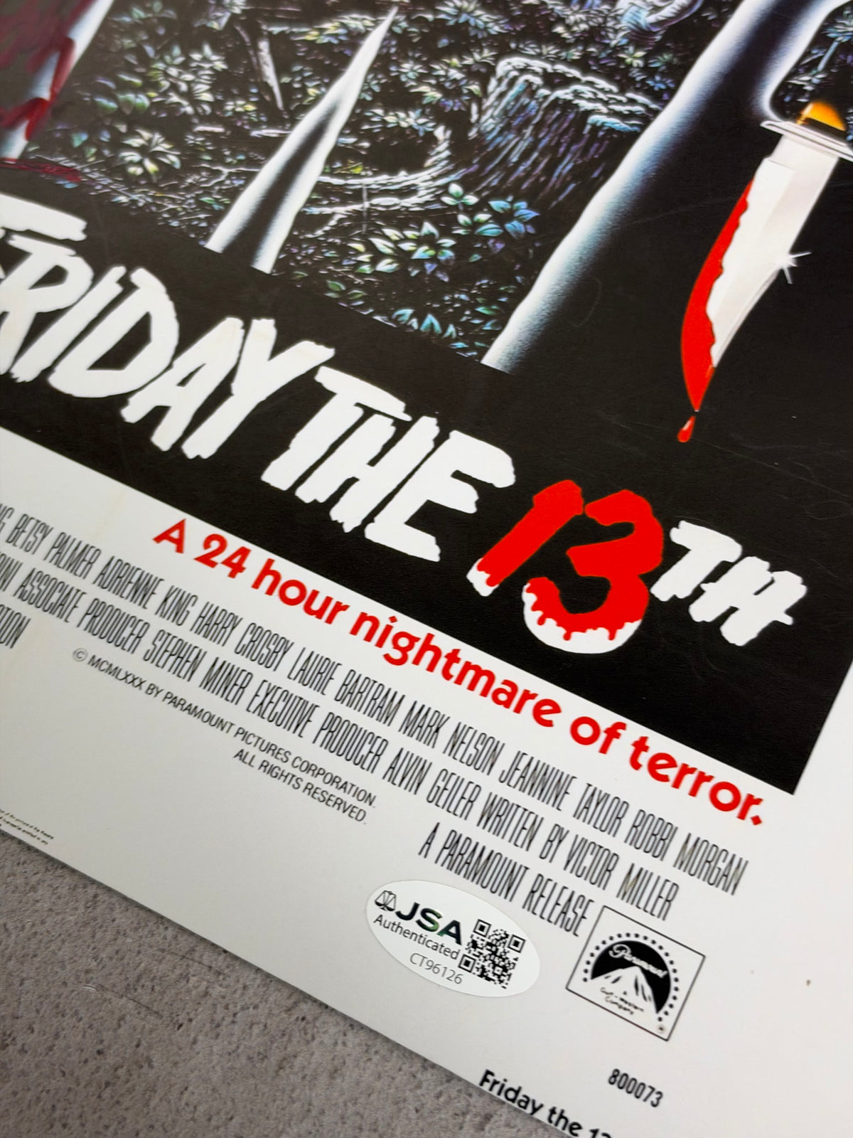 Póster Jason Voorhees Viernes 13 firmado por Kane Hodder – JSA
