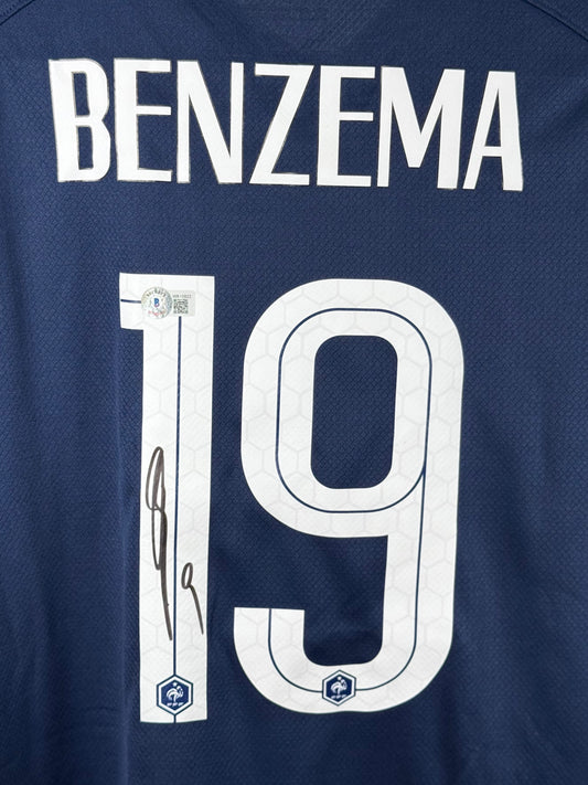 Jersey Francia 2022 firmado por Karim Benzema Beckett
