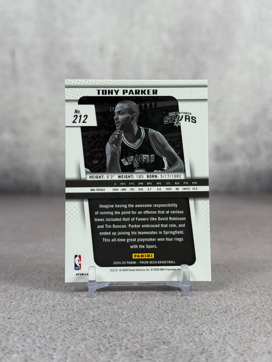 Tarjeta Panini Prizm Legends Tony Parker 104/149 numerada