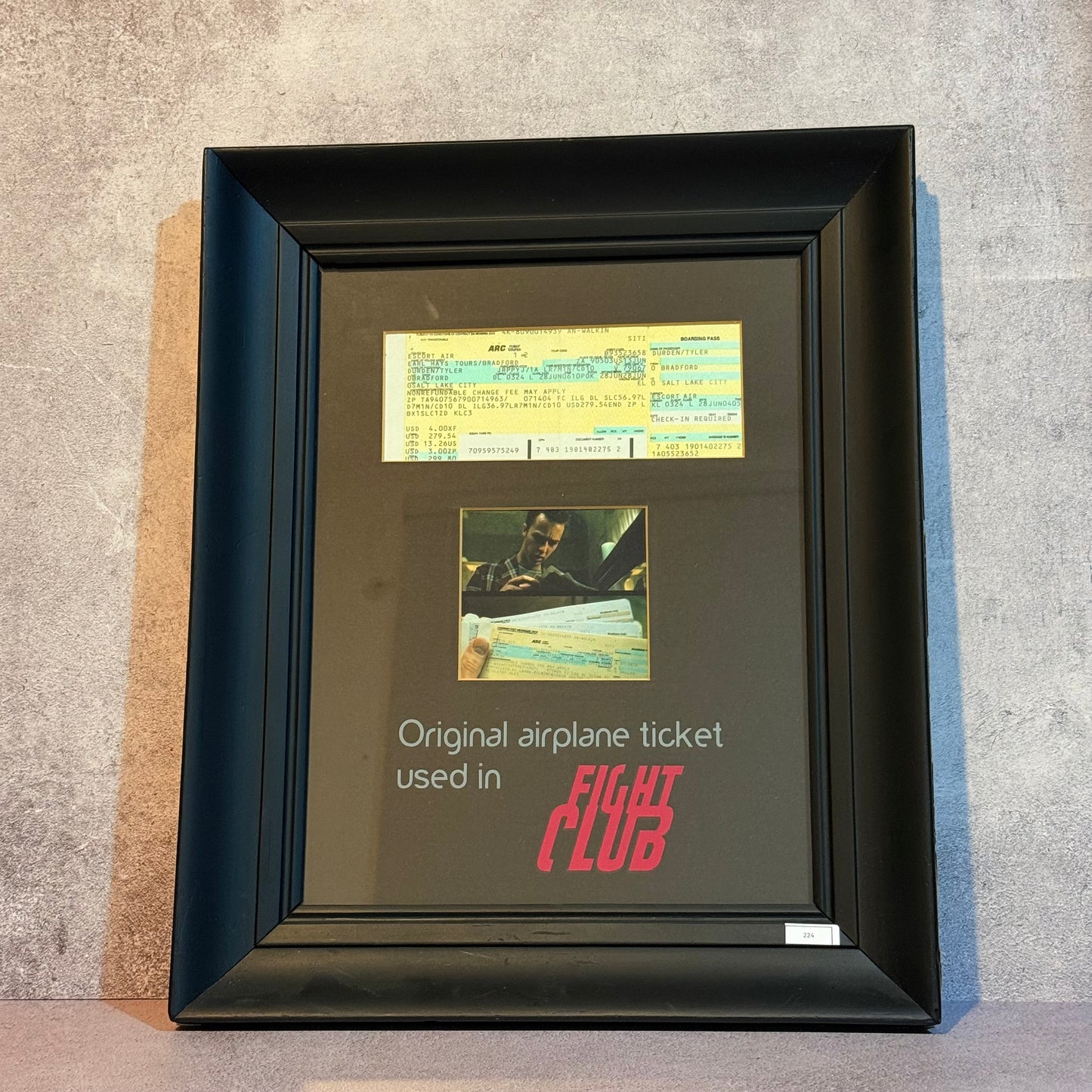Prop Screen Used - Boleto de avión Fight Club