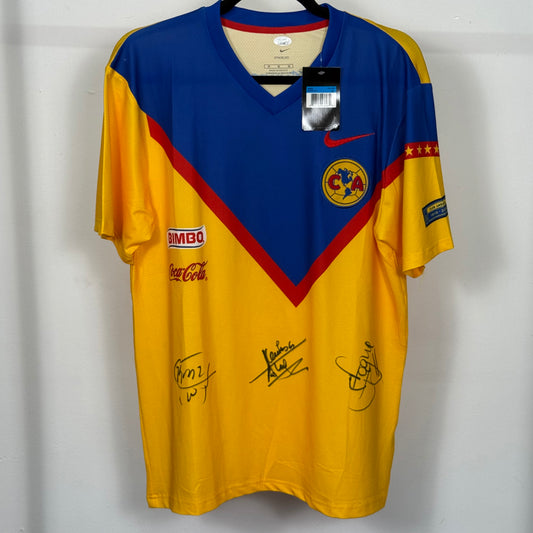 Jersey retro Club América firmado por Zague, Cabañas, Aguinaga (JSA)
