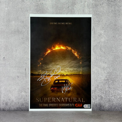 Poster Supernatural firmado por Jared Padalecki y Mark Sheppard (SWAU)