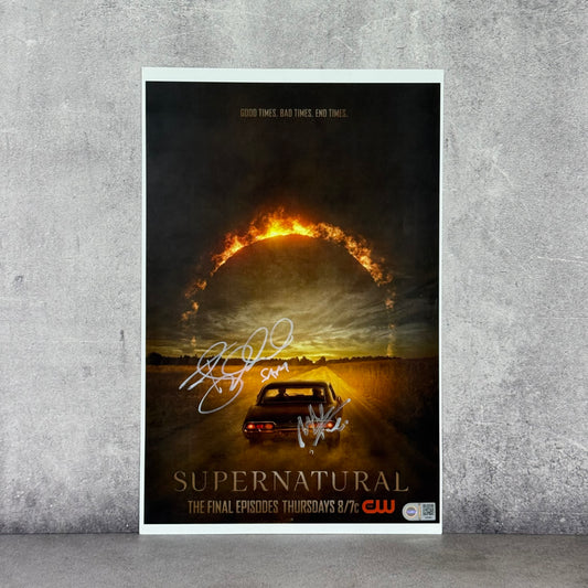 Poster Supernatural firmado por Jared Padalecki y Mark Sheppard (SWAU)