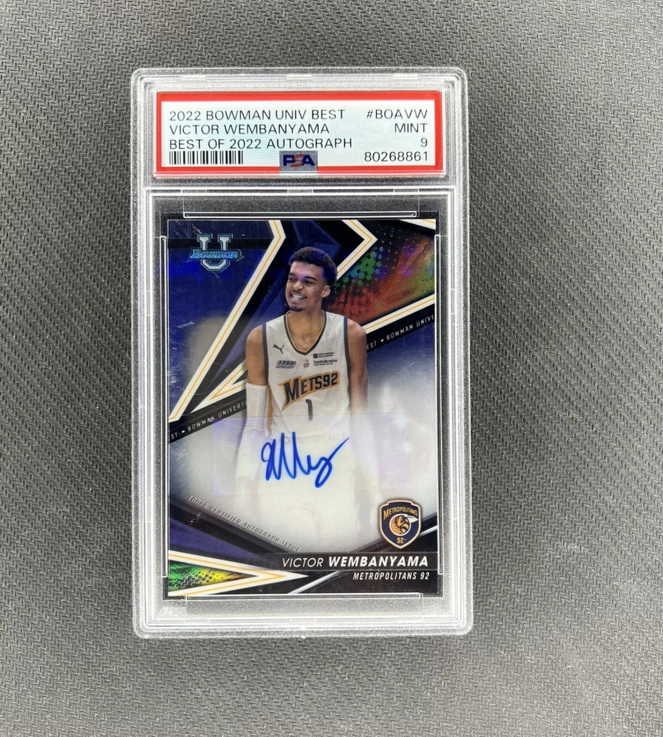 Tarjeta Rookie PSA 9 FIRMADA Wembanyama