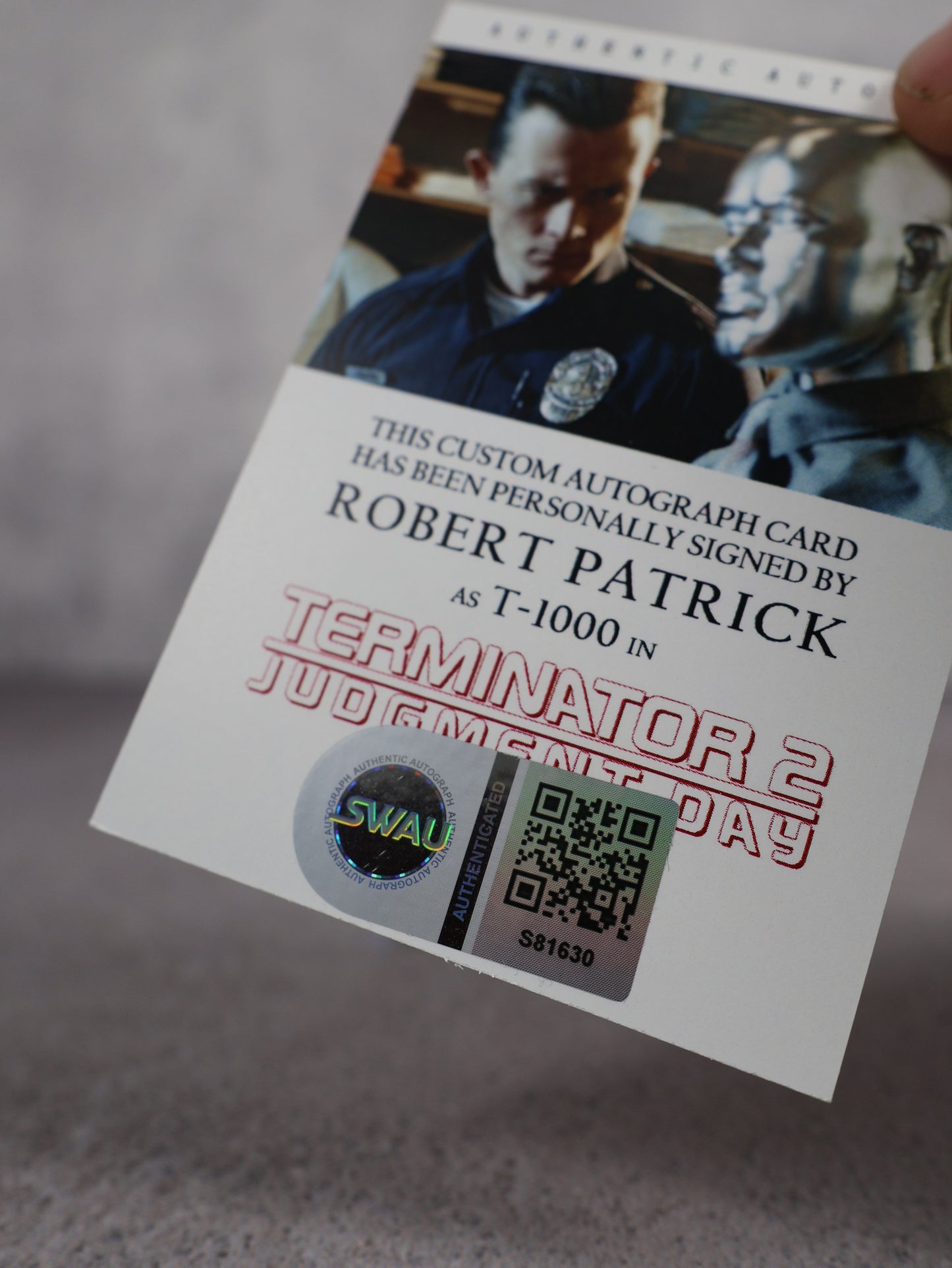 Tarjeta Terminator T1000 firmada por Robert Patrick | SWAU