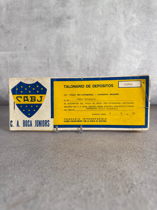 Talonera Boca Jrs Argentina (1969) emitida para socios del Club