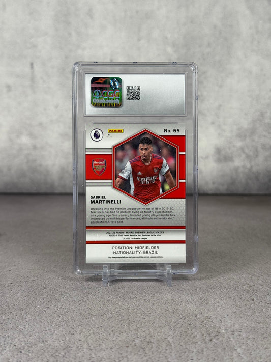 Tarjeta Panini Mosaic Premier League Gabriel Martinelli Rookie CGC 9