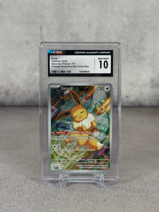Tarjeta Pokémon Eevee Black Star Promo 173 Prismatic Evolutions ETB CGC 10