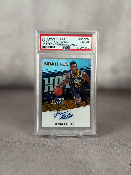 Tarjeta Donovan Mitchell Rookie Autografiada NBA Hoops 2017 PSA 10