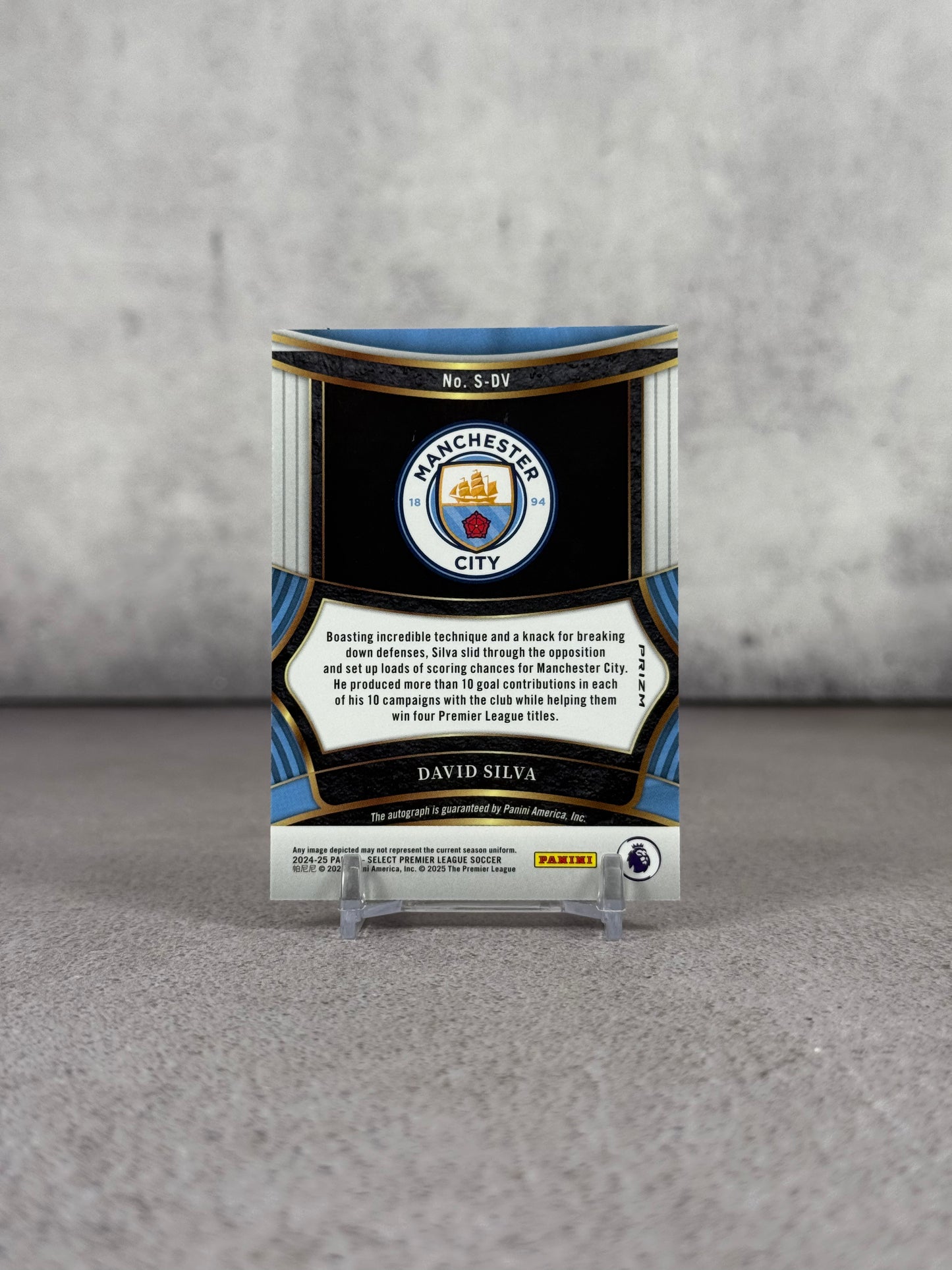 Tarjeta Panini Select firmada por David Silva