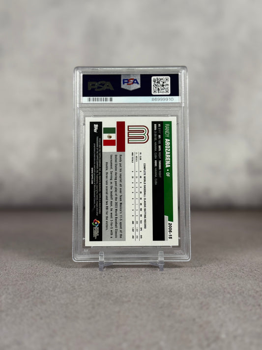 Tarjeta Randy Arozarena Topps WBC Gold Rainbow Foil PSA 10 03/50