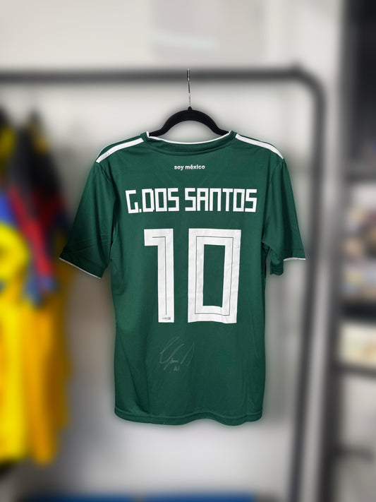Jersey México retro custom 2018 firmado por Giovanni Dos Santos certificado por JSA