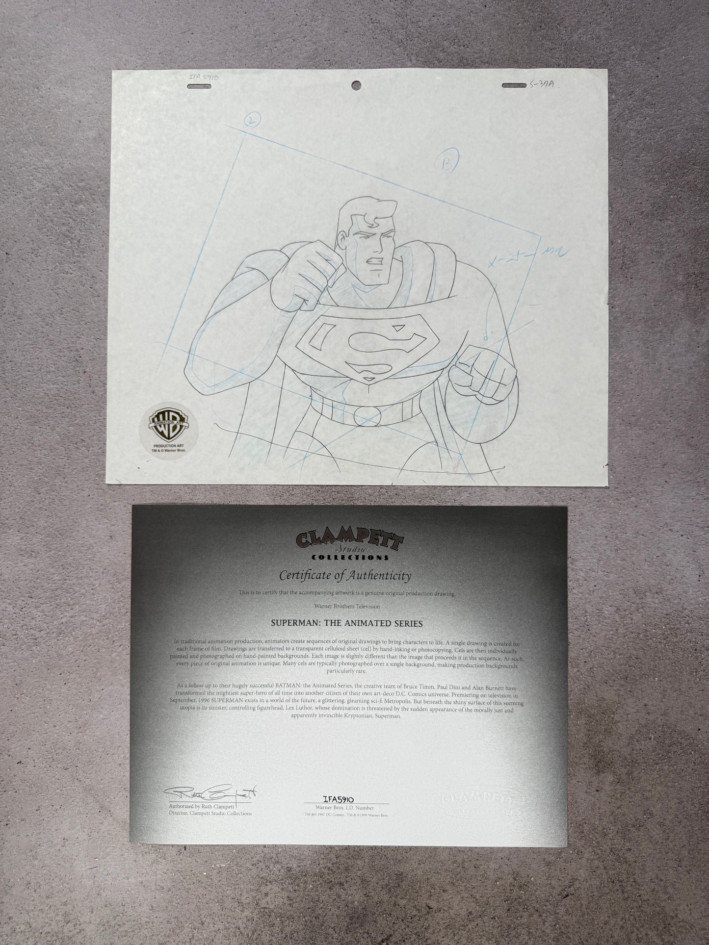 Arte original de producción de la serie animada Superman The Animated Series de 1996