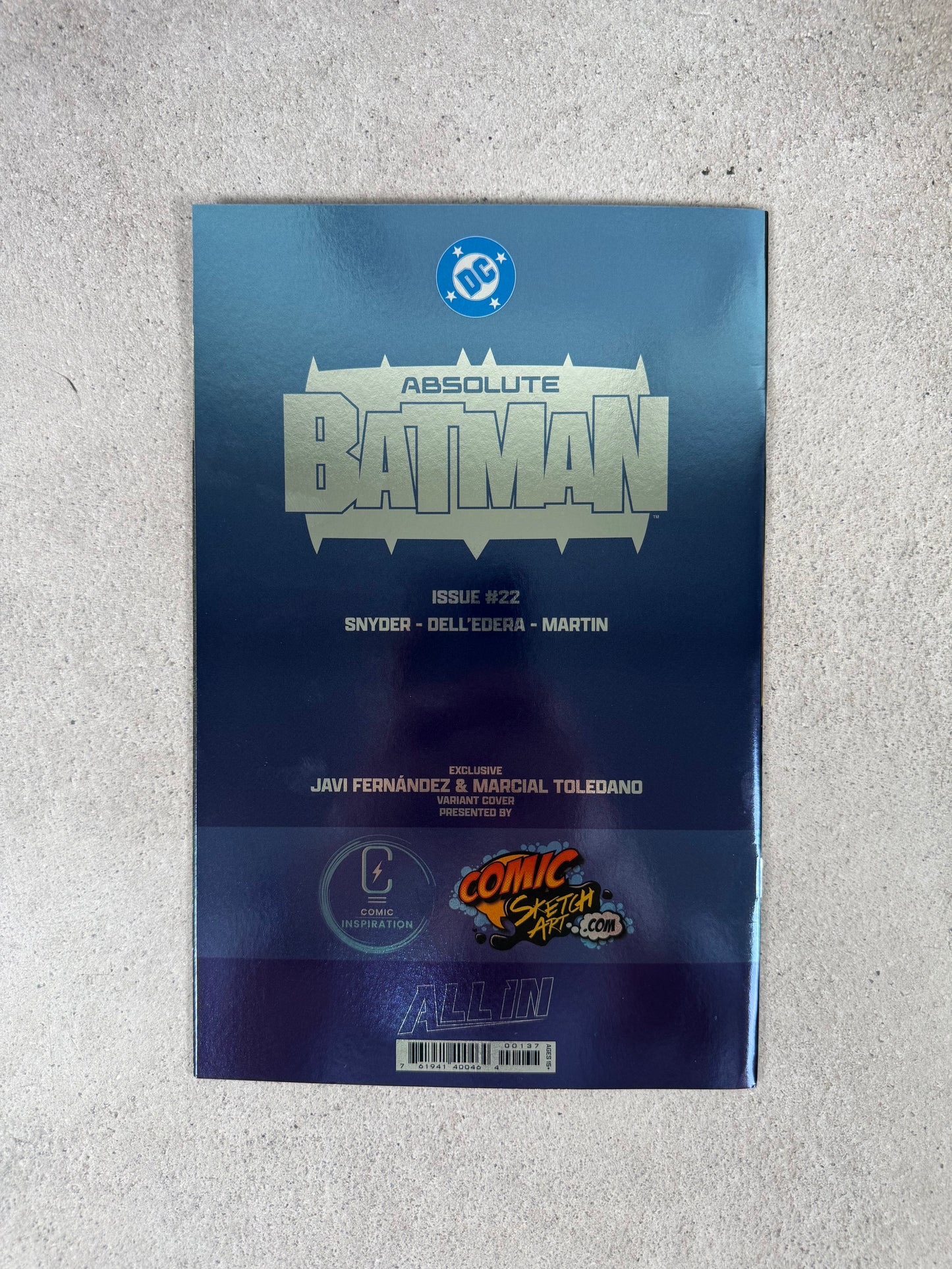 Comic DC SDCC EXCLUSIVE 2026 ABSOLUTE BATMAN #22 Javi Fernandez Cover firmado por SCOTT SNYDER