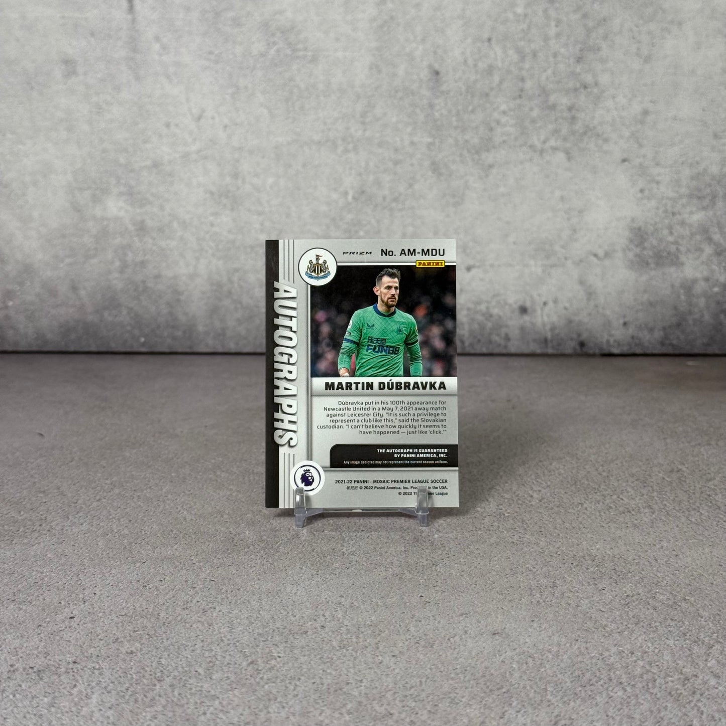 Tarjeta Panini firmada por Martin Dubrak