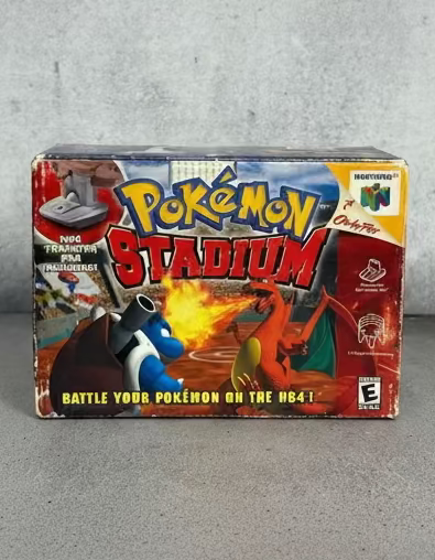 Pokemon Stadium N64 original completo en caja (Transfer Pack 2000) Blockbuster Exclusive