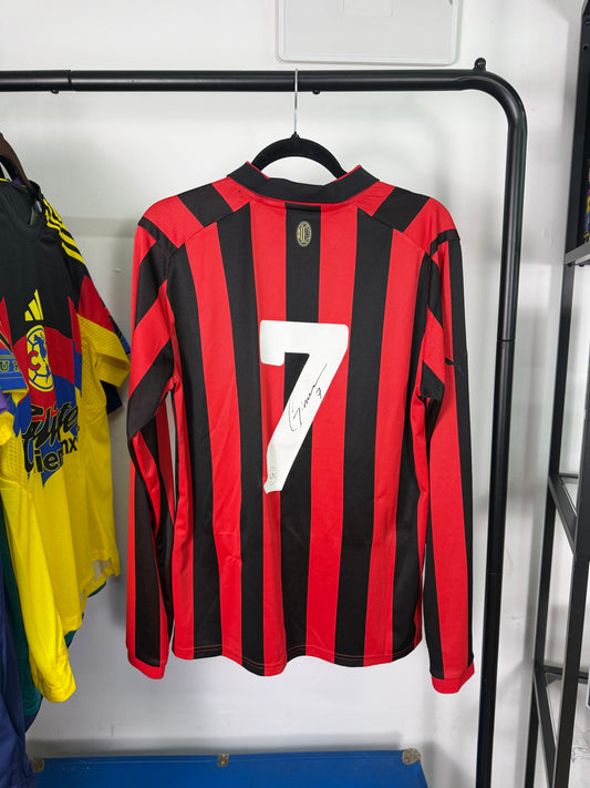 Jersey AC Milan 125º Aniversario firmado por Santiago Giménez | Certificado Match Worn Shirt (MWS)
