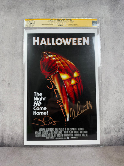 Póster Halloween firmado por Nick Castle, John Carpenter y Tommy Lee Wallace – CGC