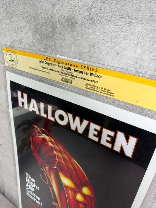 Póster Halloween firmado por Nick Castle, John Carpenter y Tommy Lee Wallace – CGC