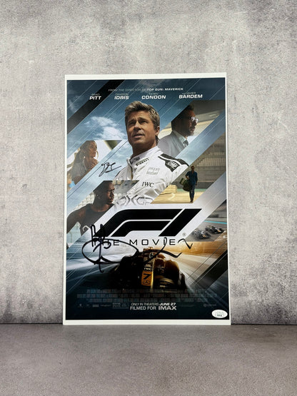Poster Película F1 firmado por Brad Pitt, Damson Idris y Joseph Kosinski (JSA)