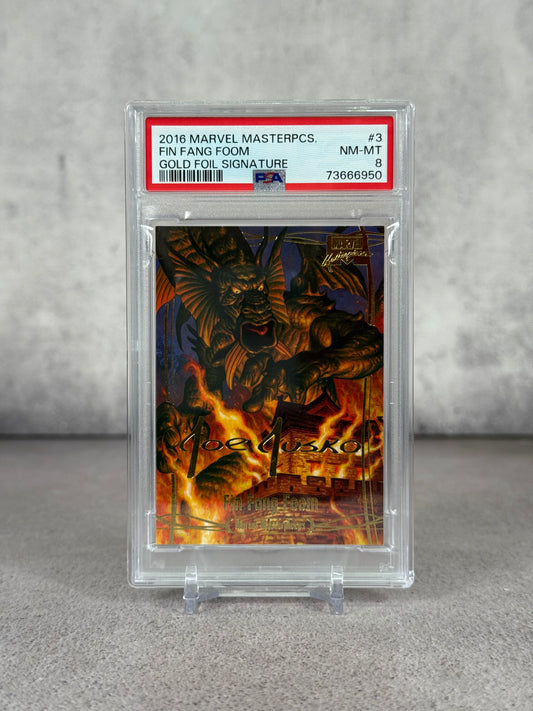 Tarjeta Marvel Masterpcs Fing Fang Foom Gold Foil 2020 PSA 8
