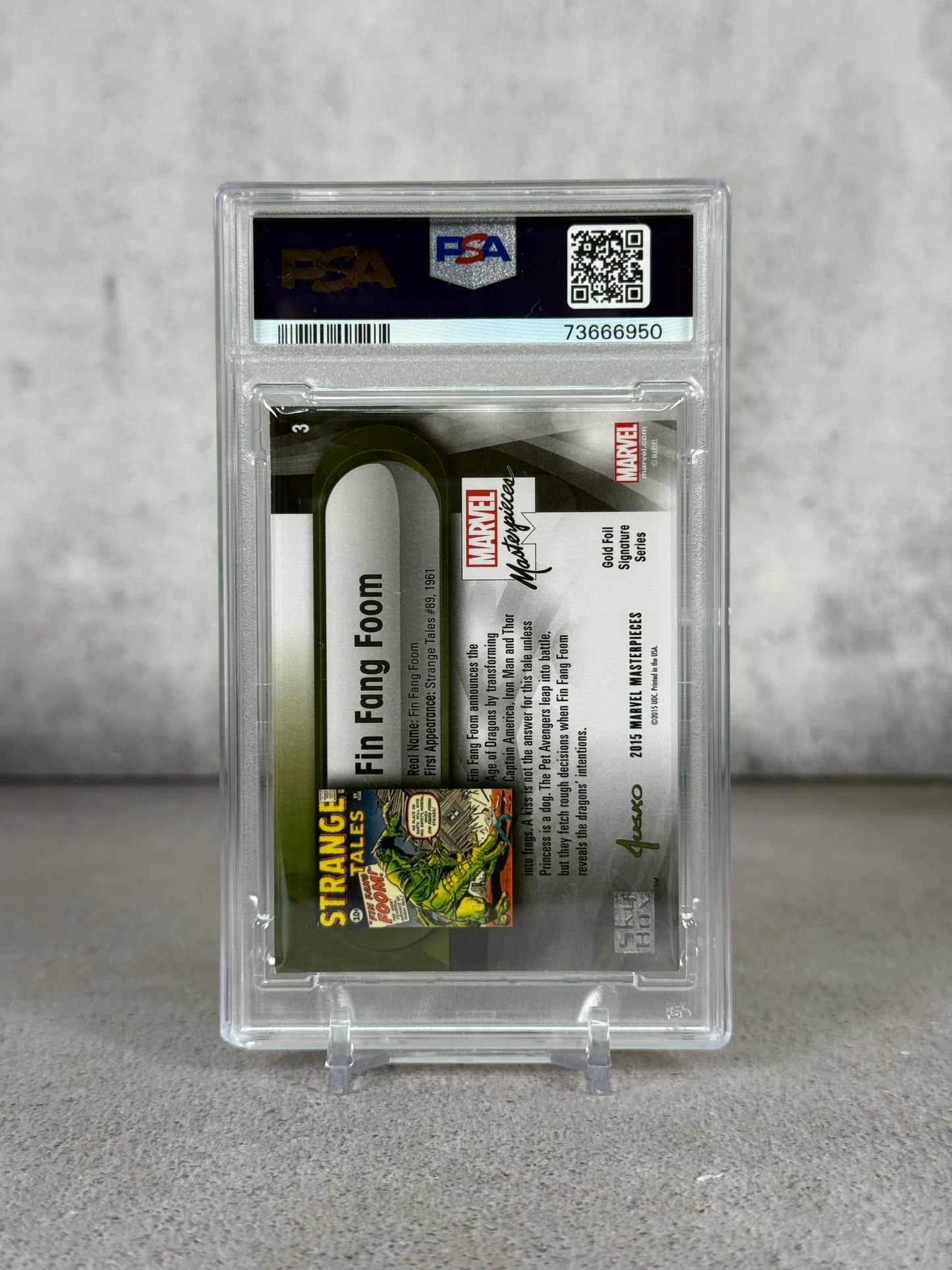 Tarjeta Marvel Masterpcs Fing Fang Foom Gold Foil 2020 PSA 8