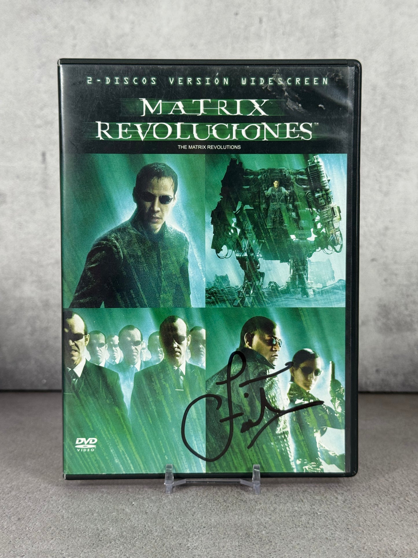 DVD original Matrix Revoluciones firmado por Laurence Fishburne (Morpheus) (JSA)