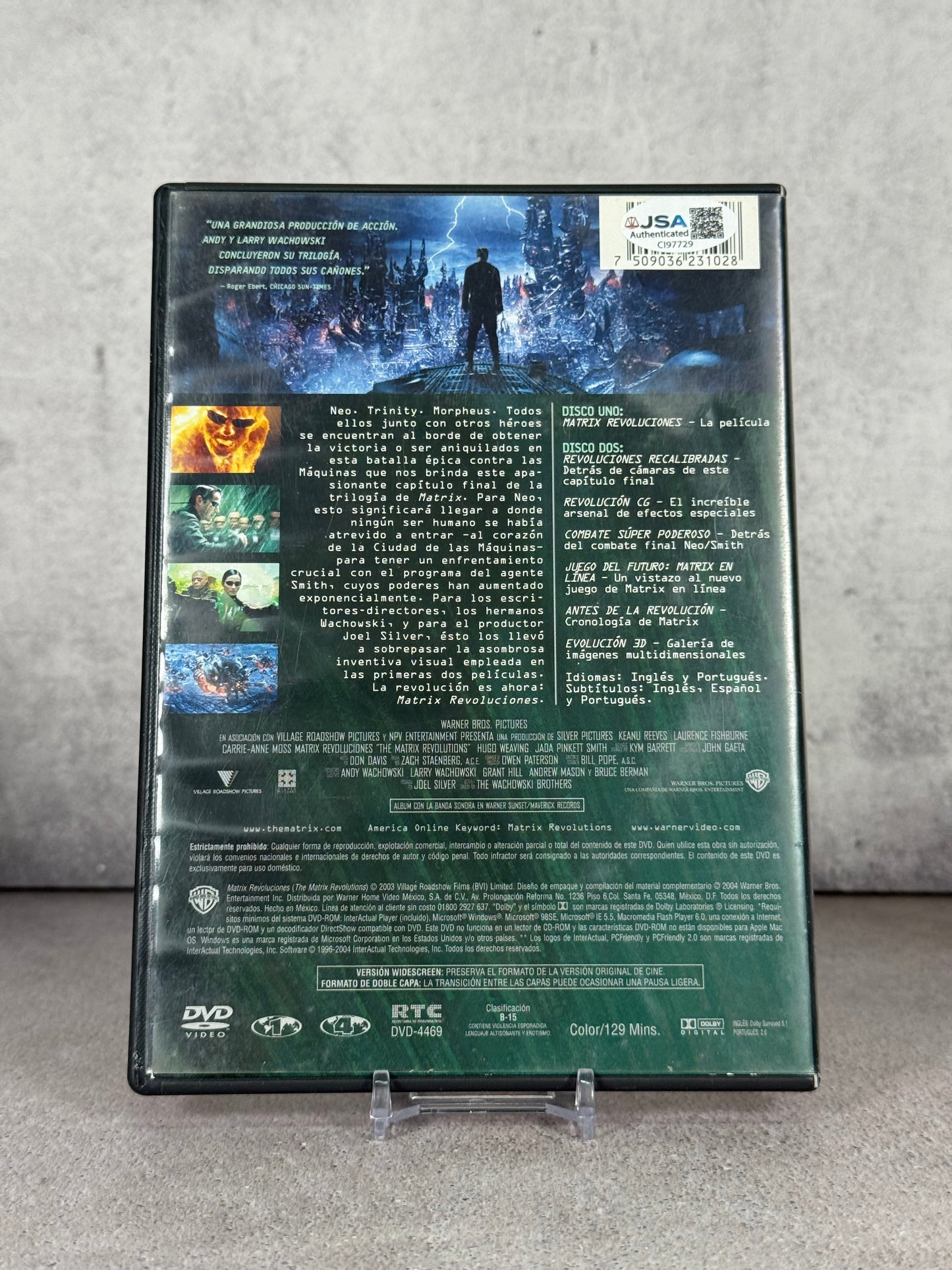 DVD original Matrix Revoluciones firmado por Laurence Fishburne (Morpheus) (JSA)