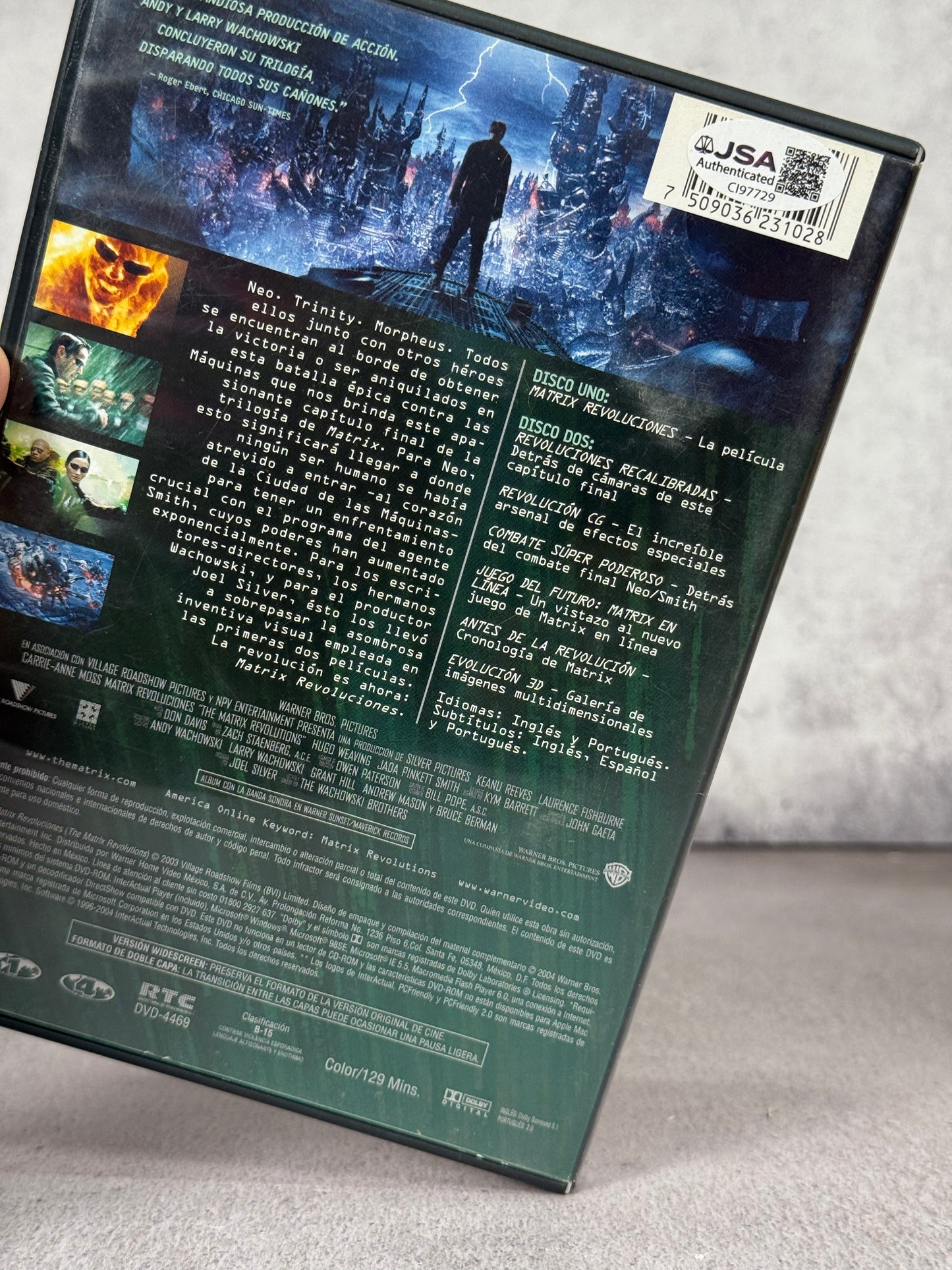 DVD original Matrix Revoluciones firmado por Laurence Fishburne (Morpheus) (JSA)