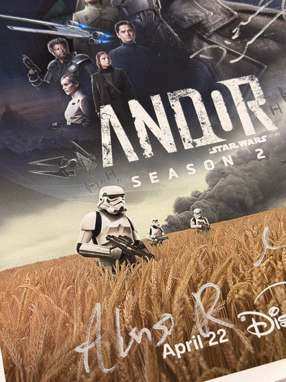Poster Andor Star Wars firmado por Diego Luna, Genevieve O'Reilly y Alonso Ruizpalacios (JSA)