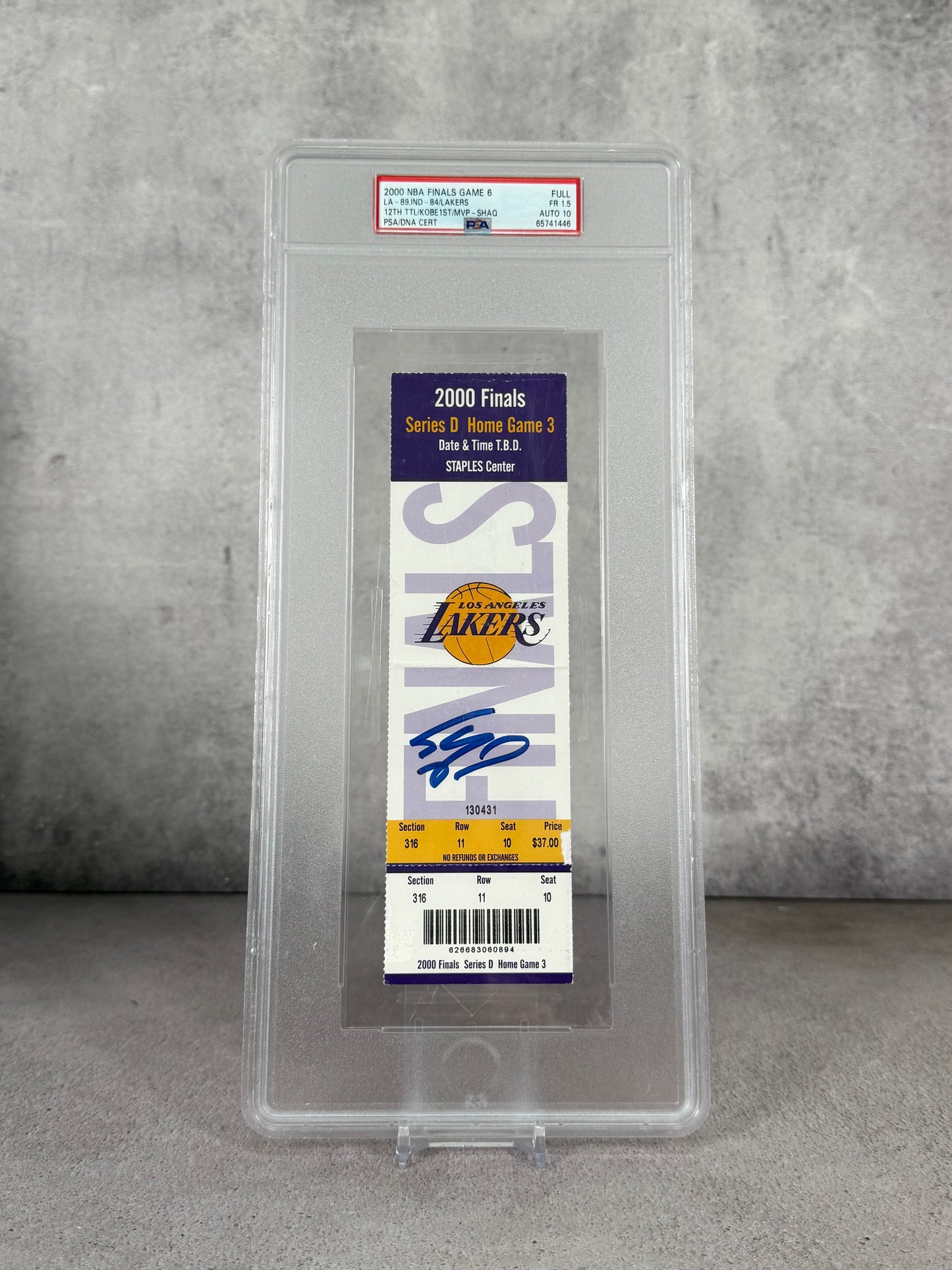 Boleto real NBA finals 2000 game 6 firmado por Shaq
