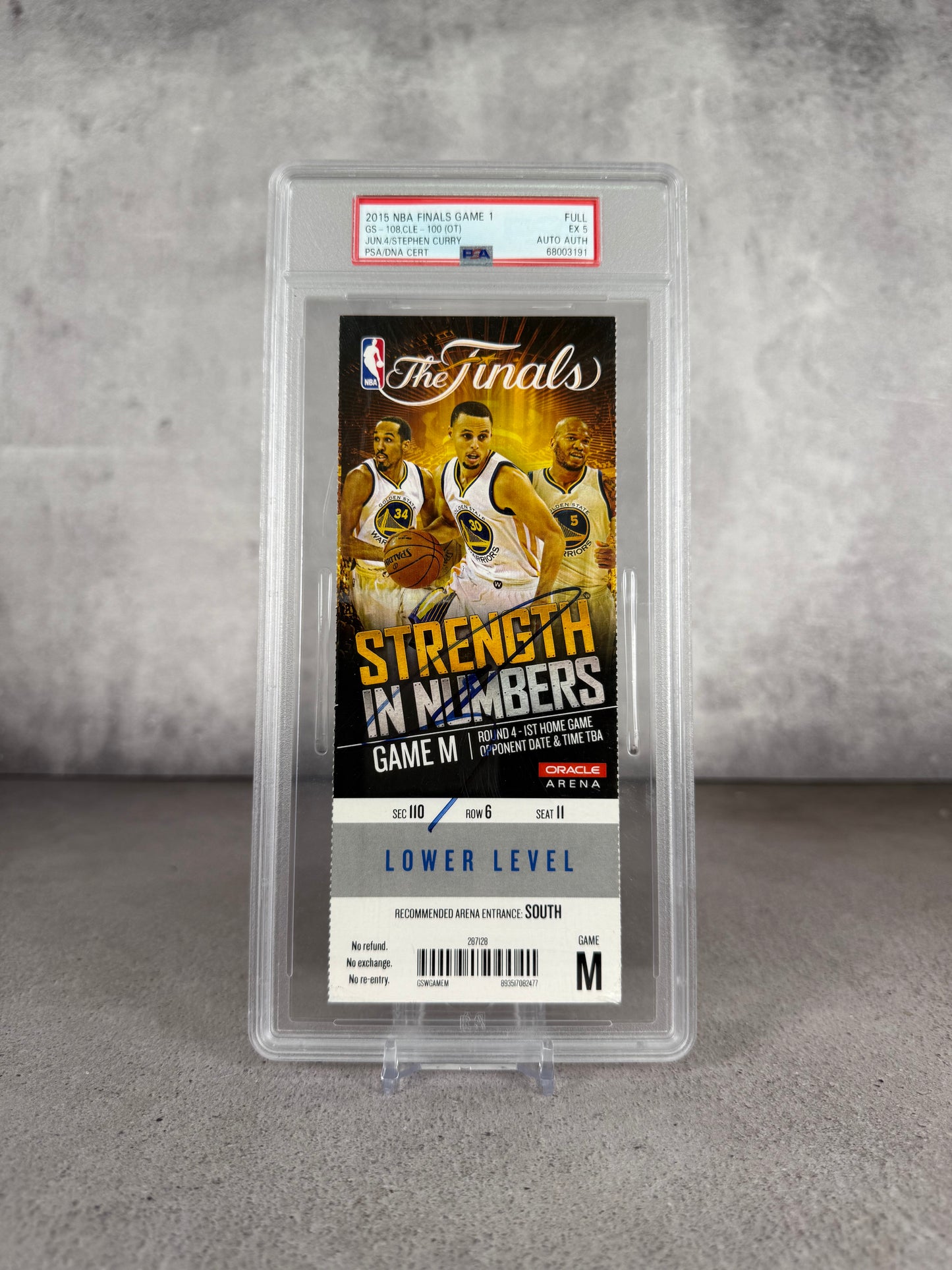 Boleto NBA Finals 2015 Debut Steph Curry PSA 5 firmado