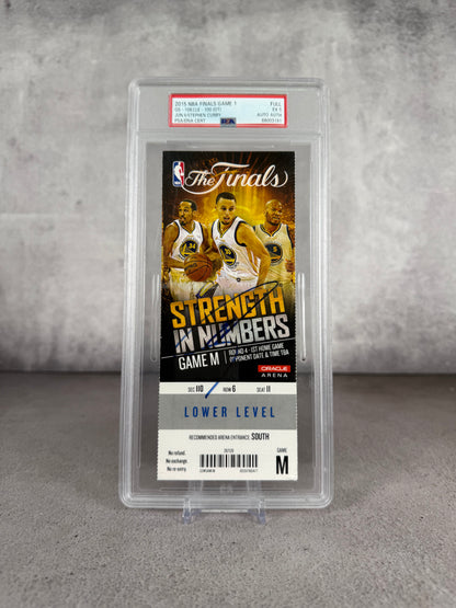 Boleto NBA Finals 2015 Debut Steph Curry PSA 5 firmado