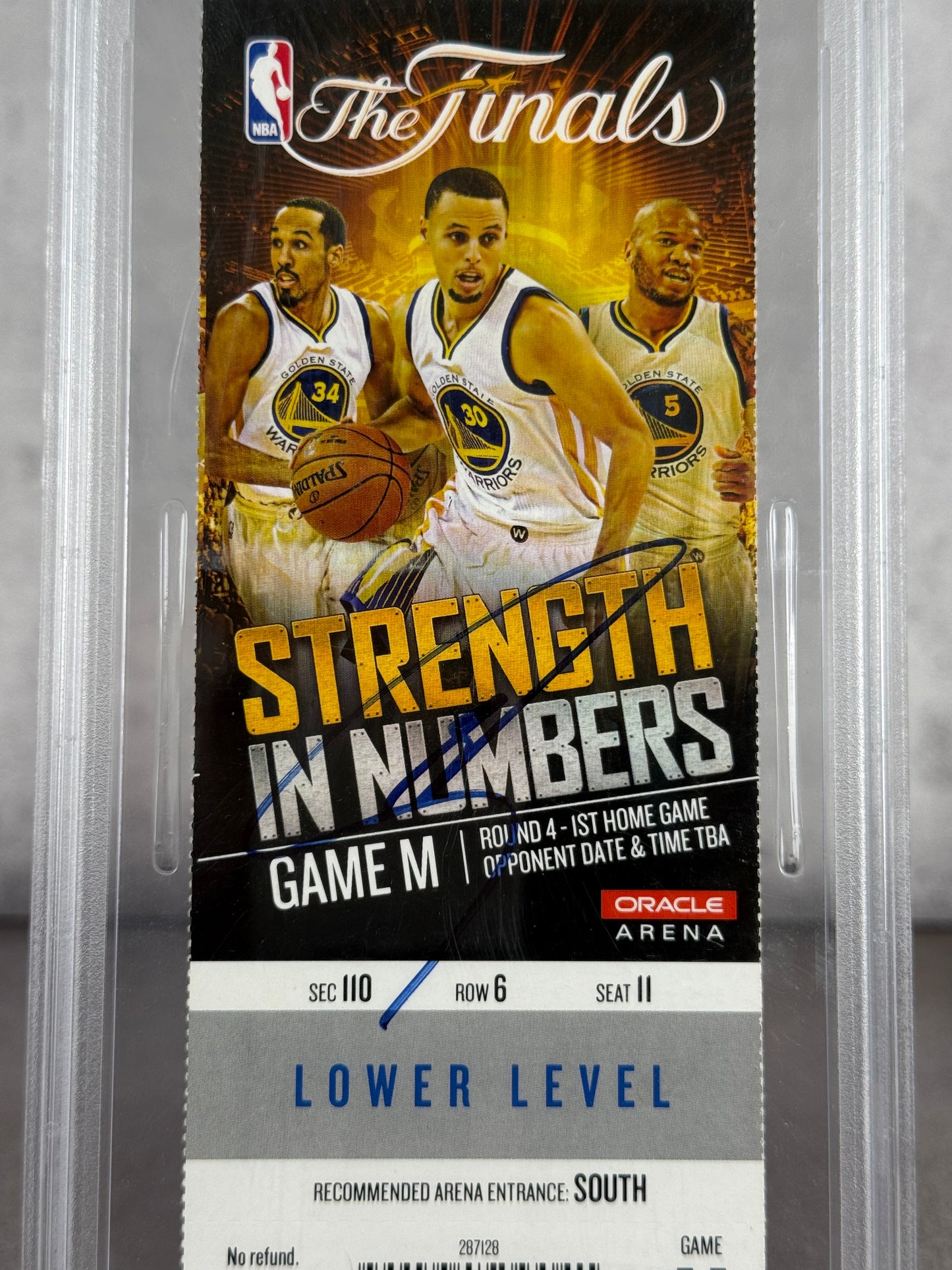 Boleto NBA Finals 2015 Debut Steph Curry PSA 5 firmado