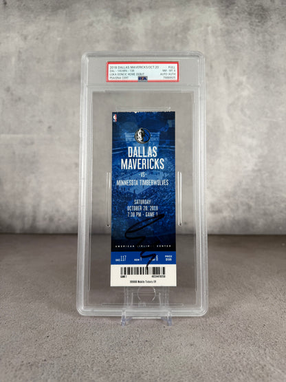 Boleto debut Luka Doncic Dallas Mavericks PSA 8 firmado