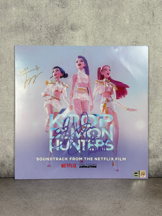 Vinil KPOP Demon Hunters firmado (con daño) (Zoey & Rumi) SWAU