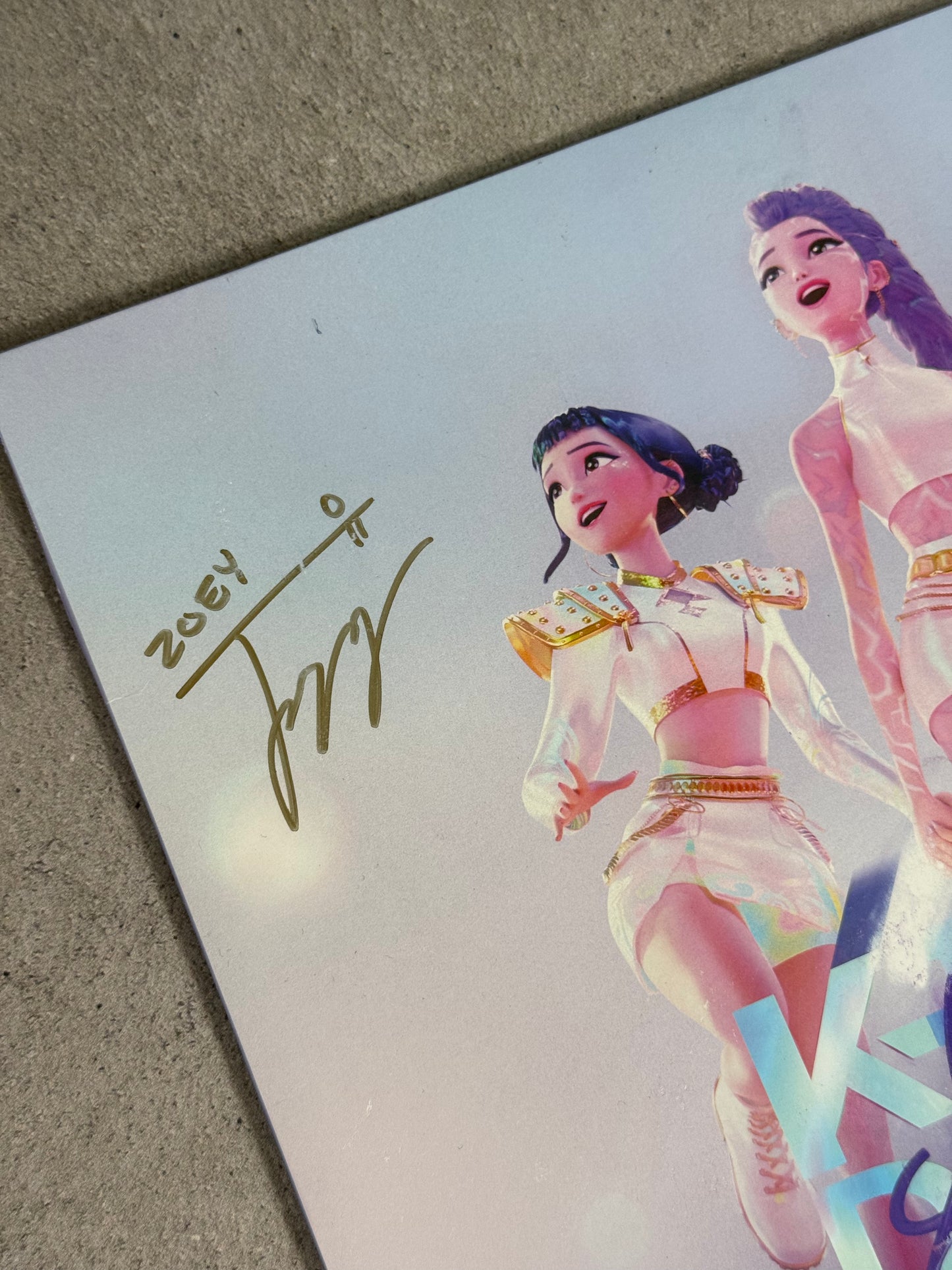 Vinil KPOP Demon Hunters firmado (con daño) (Zoey & Rumi) SWAU