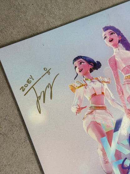 Vinil KPOP Demon Hunters firmado (con daño) (Zoey & Rumi) SWAU