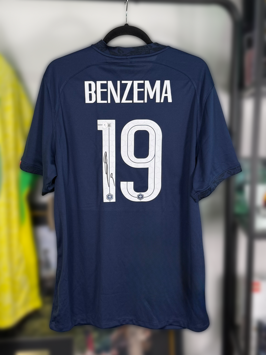 Jersey Francia 2022 firmado por Karim Benzema Beckett
