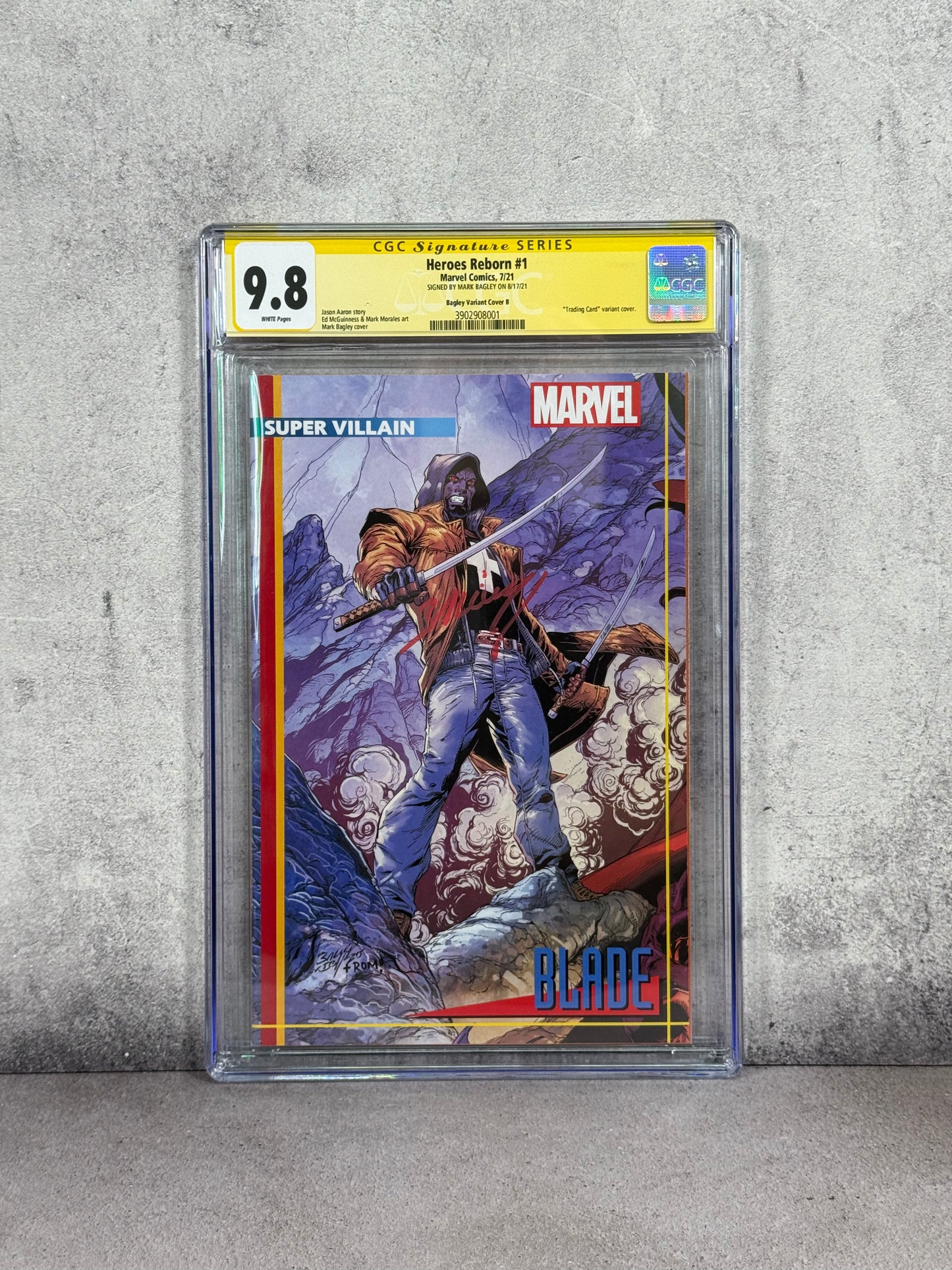 Heroes Reborn #1 (2021) Blade Variant – Firmado por Mark Bagley – CGC 9.8