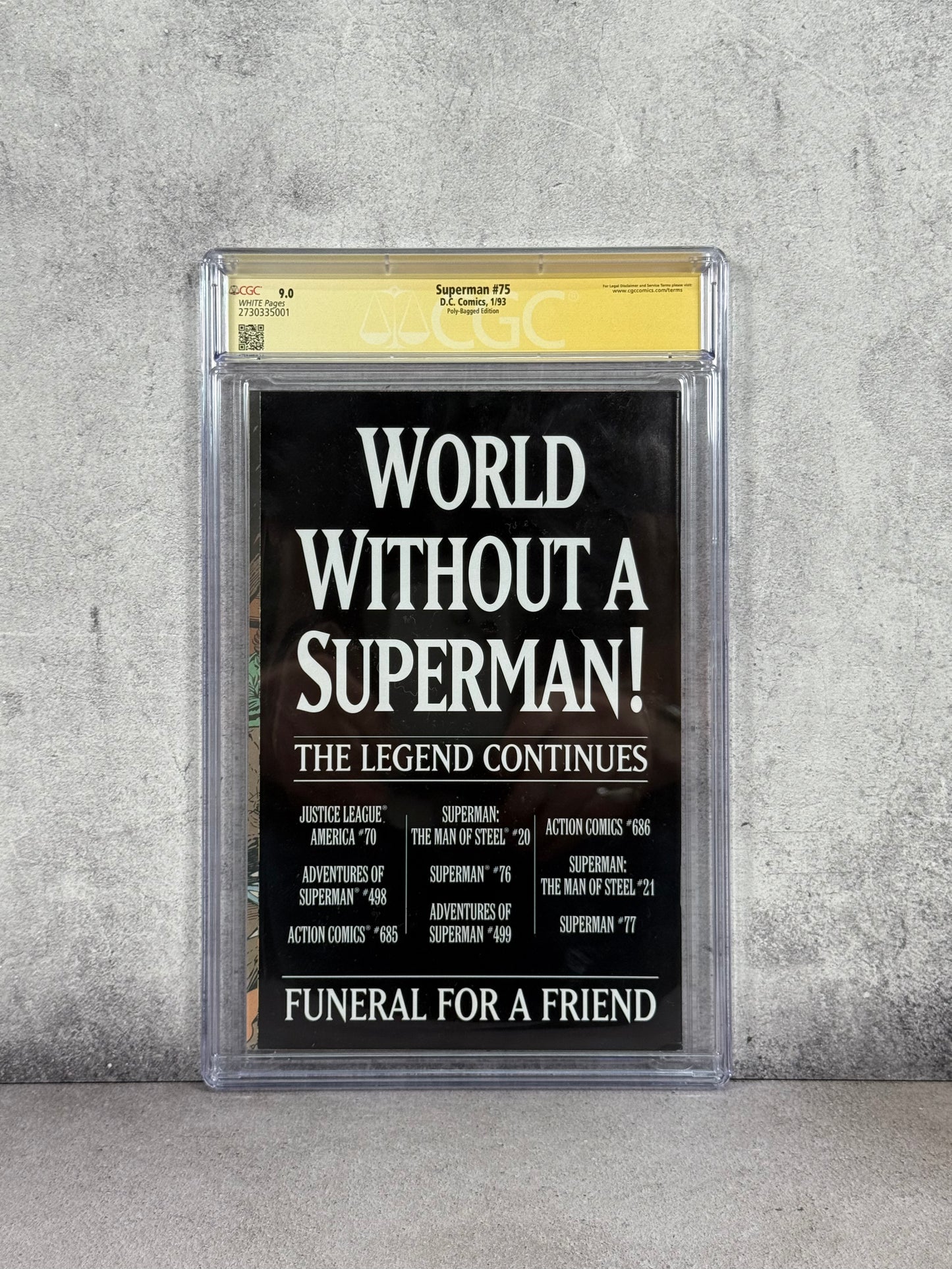 Superman #75 (1993) Death of Superman – CGC 9.0 – Firmado por Dan Jurgens